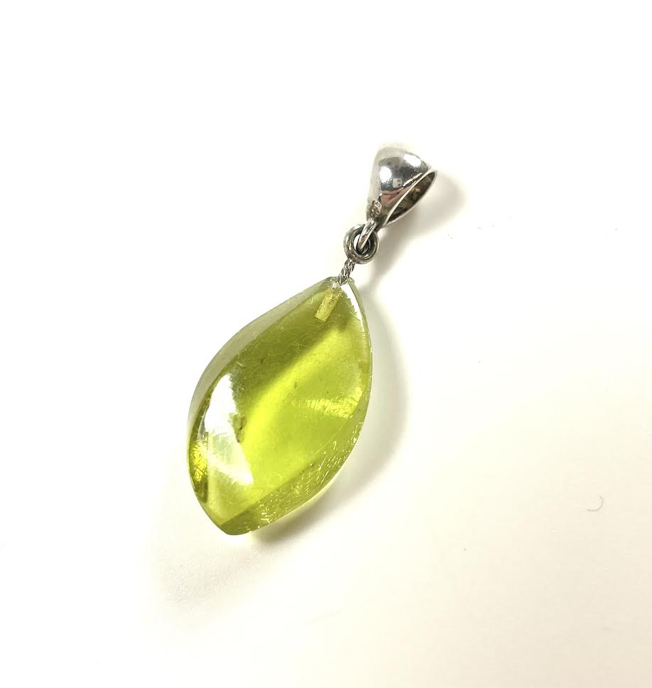 SS Caribbean Amber Curved Pendant