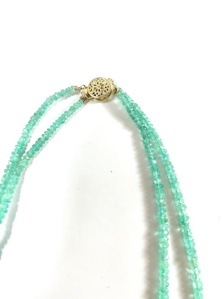 14K Emerald Two Strand Beaded Necklace