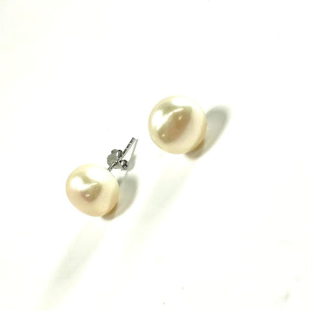 SS Fresh Water Pearl 12mm Peach Stud Earrings