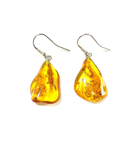 SS Amber Toasted Carved Pear Pendant