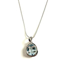 14KW Aquamarine and Diamond Oval Twist Necklace