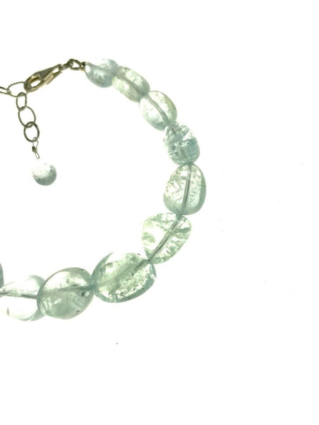 SS AAA Aquamarine Nugget Beaded Bracelet