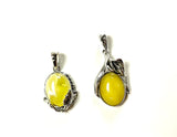 SS Butterscotch Amber Leaf Pendants