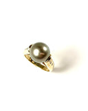 14K Tahitian Pearl and Diamond Ring Size 7