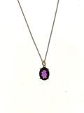 SS Created Amethyst Oval Pendant and Chain