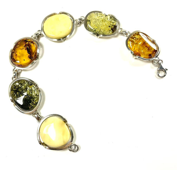 SS Amber Multicolor Nugget Bracelet