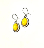 SS Amber Oval Bezel Earrings