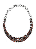 SS Garnet Three Row Toggle Necklace