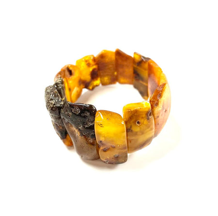 SS Amber Multicolor Pear Bezel Bracelet