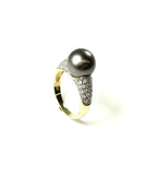 14K Cultured Pearl and Diamond Ring Size 7