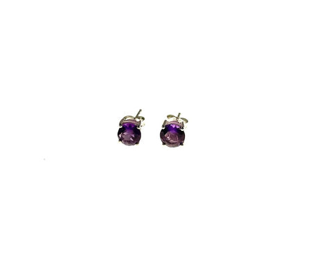 SS Created Amethyst Square Dangle Earrings