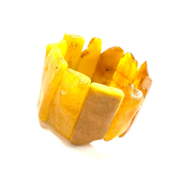 Butterscotch Amber Nugget Wide Bracelet