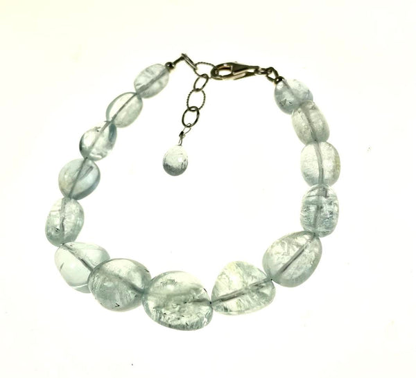 SS AAA Aquamarine Nugget Beaded Bracelet