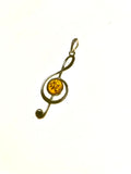 SS Amber Treble Clef Pendant