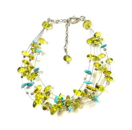 SS AAA Aquamarine Nugget Beaded Bracelet