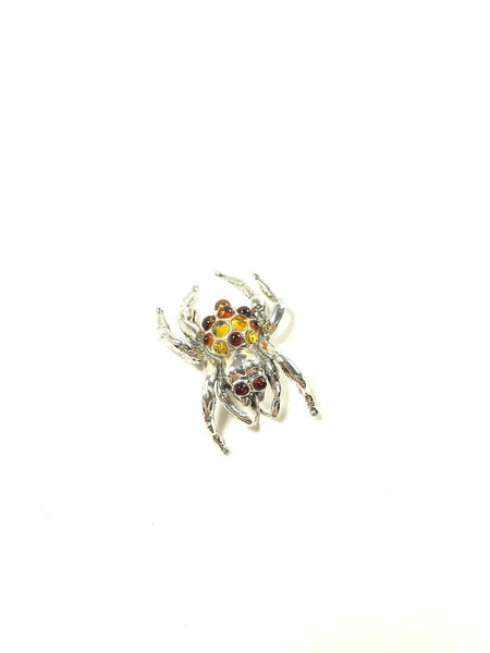 SS Amber Multicolor Spider Pin/Pendant