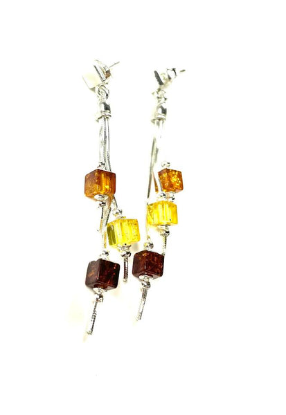 SS Amber Multicolor Cube Dangle Earrings