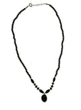 SS Onyx Drop Beaded Necklace