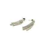 SS CZ Three Row Drop Earrings