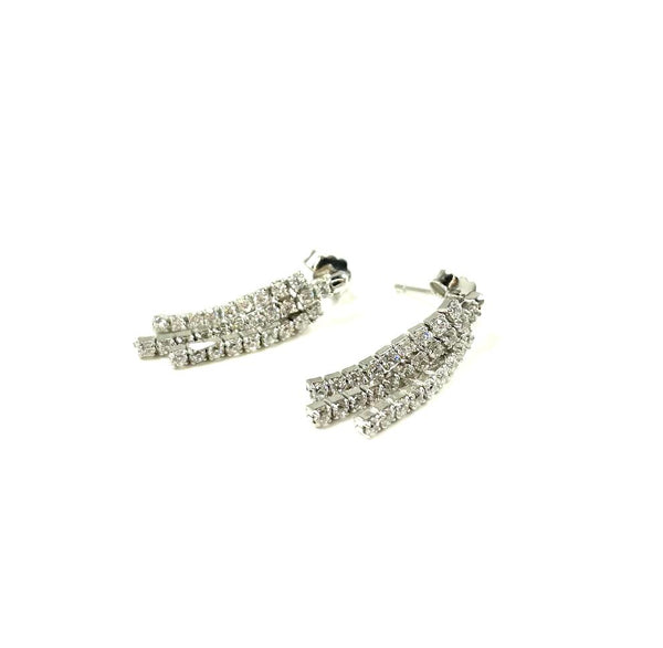 SS CZ Three Row Drop Earrings