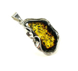 SS Amber Nugget Wavy Pendant