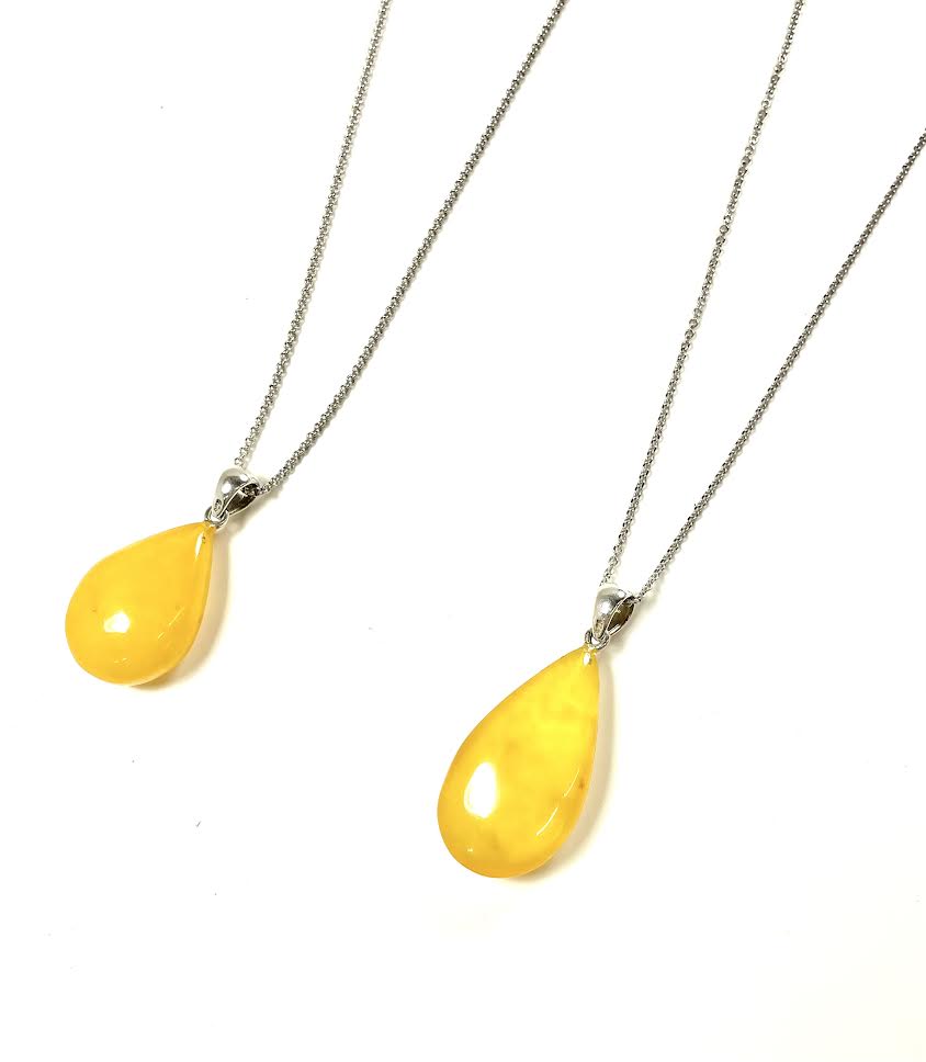 SS Amber Lemon Teardrop Necklace