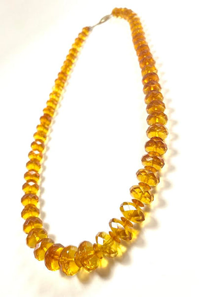 Amber Nugget Faceted Graduated Bead Necklace