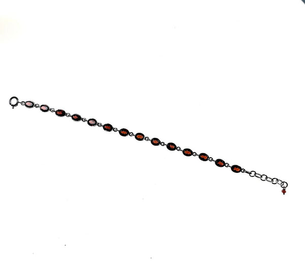 SS Garnet Oval Link Bracelet