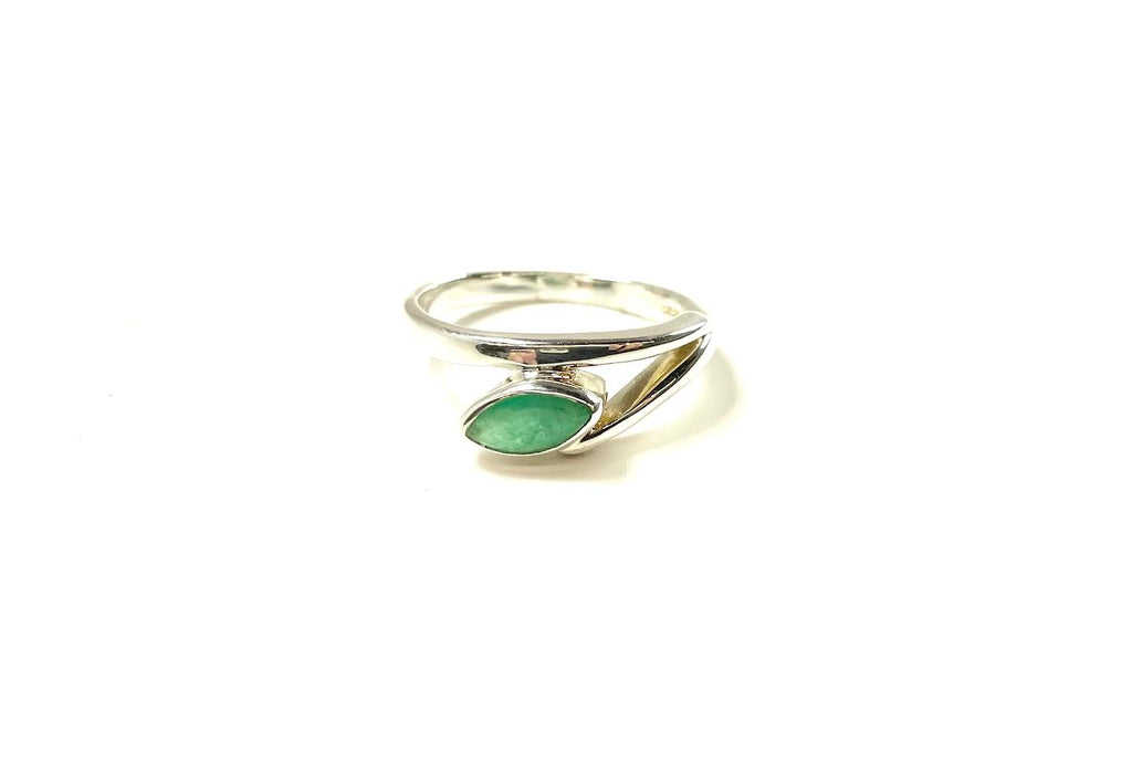 SS Emerald Marquise Ring Size 8