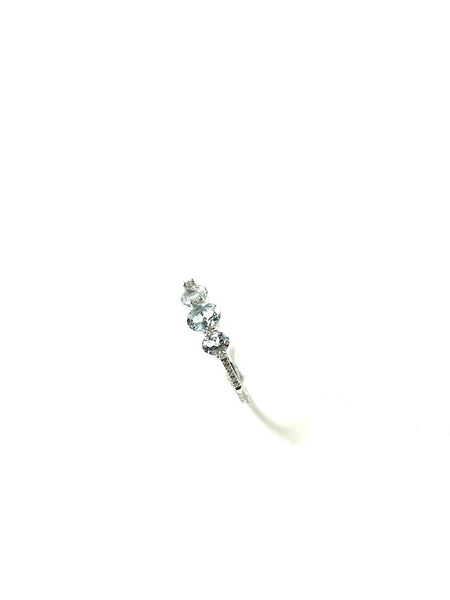 14KW Aquamarine Ovals Ring - Size 7