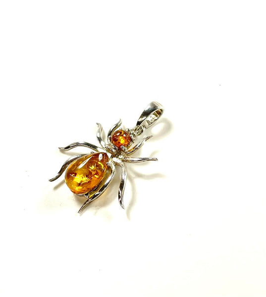 SS Amber Spider Pendant