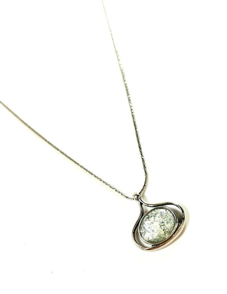 SS Roman Glass Oval Teardrop Necklace