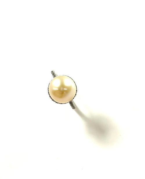 SS Pearl and CZ Circle Ring Size 5