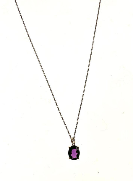 SS Amethyst Cabochon Decorative Bezel Pendant