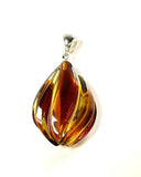 SS Amber Toasted Carved Pendant