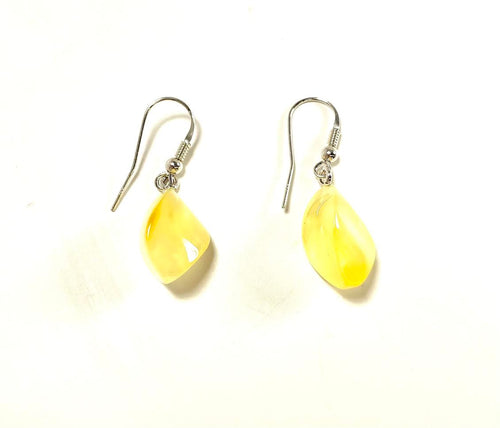 SS Butterscotch Amber 3D Twist Dangle Earrings