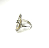 SS Brass Pearl Oval Ring Size 6.75