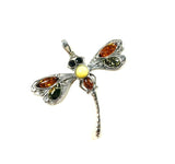 SS Amber Multicolor Dragonfly Pendant