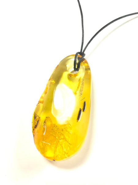 Assorted Amber Nugget Leather Drop Necklace