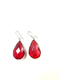 SS Amber Faceted Pear Dangle Earrings