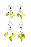 SS Multicolor Amber Three Leaf Dangle Earrings