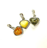 SS Amber Heart Pendants