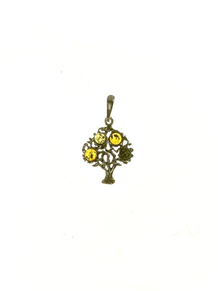 SS Amber Tree Multicolor Pendant