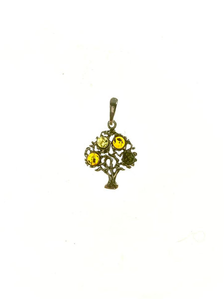 SS Amber Tree Multicolor Pendant