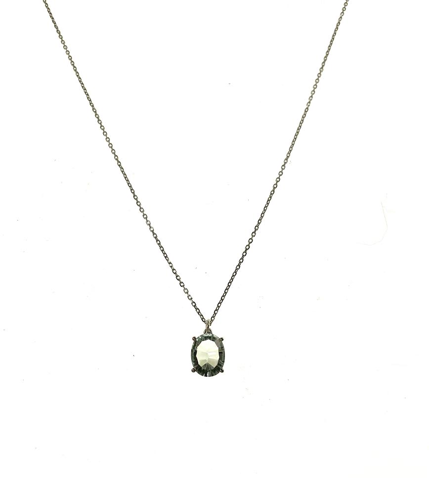 SS Created Aquamarine Oval Necklace