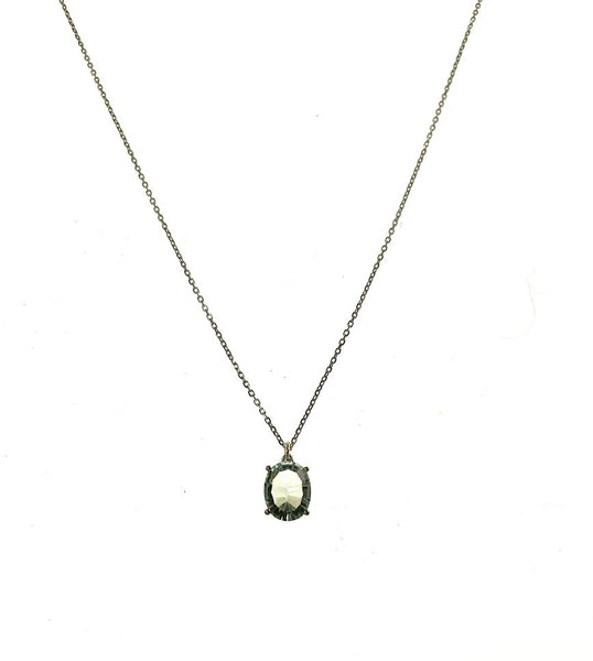 SS Created Aquamarine Oval Necklace