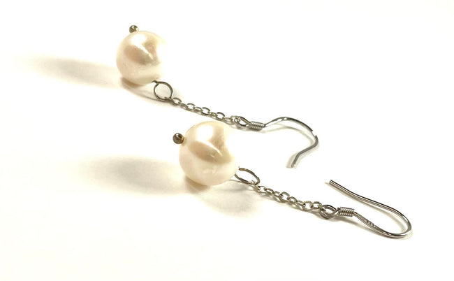 SS Pearl White Drop Earrings
