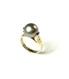 14K Tahitian Pearl and Diamond Ring Size 7