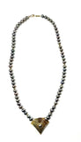 14K Fresh Water Pearl Gray and Gold Necklace