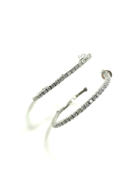 SS CZ 40mm Hoop Post Earrings